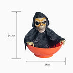 Halloween Skeleton Hand Candy Bowl with Light Up Red Eyes Spooky Sound Effects for Haunted House Party Decoration  ﻿