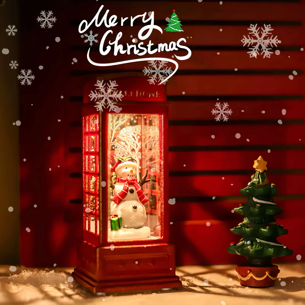 Christmas Phone Booth Lights Santa Claus Snowman Gifts Window Scene Ornament Christmas Party Decortion Xmas Party Home