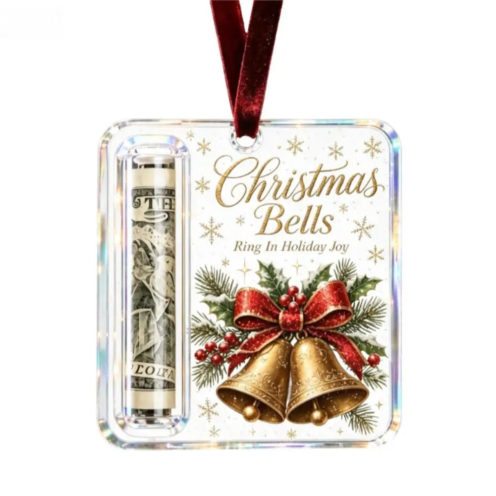 Christmas Cartoon Snowman Elk Santa Claus Acrylic Money Holder Merry Christmas Tree Hanging Ornaments Xmas Tree Pendant Gifts