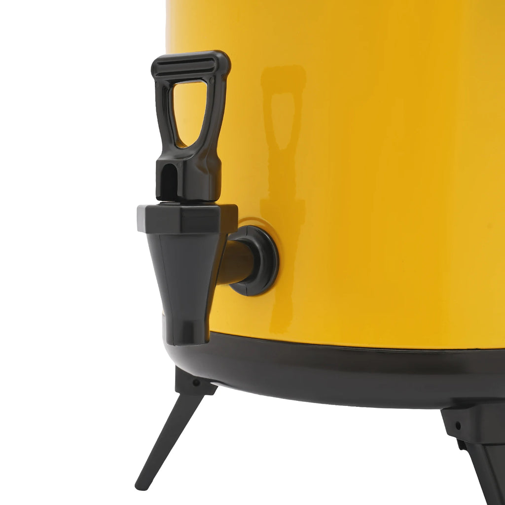 10L Stainless Steel Insulated Beverage Dispenser, Yellow Round Tabletop Drink Server with Spout, Hot & Cold Drink Dispenser