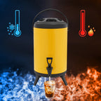 10L Stainless Steel Insulated Beverage Dispenser, Yellow Round Tabletop Drink Server with Spout, Hot & Cold Drink Dispenser