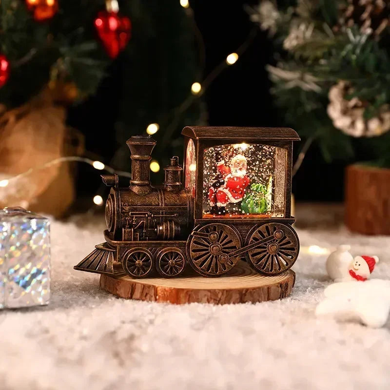 Christmas Gift Christmas Crystal Ball Ornaments LED Lights Train Santa Claus Merry Christmas Decoration for Home Party Xmas