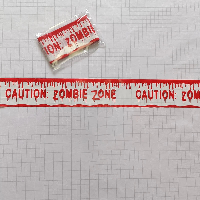 Halloween Party Decoration Warning Tape Scary Caution Tape Roll Hazard Warning Tape Indoor Outdoor Spooky DIY Prop Decorations