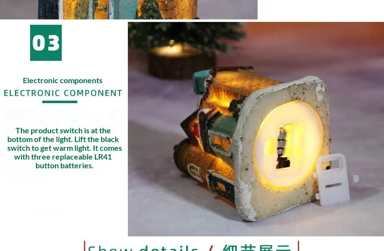 Christmas Led Light House Christmas Tree Ornaments LED Resin Small Village House Xmas Glow Decor Gift Happy New Year Decors DC05