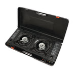 Portable Dual-Burner Camping Stove with Carrying Case 2500W Power Per Burner Ideal for Outdoor Cooking Picnics Camping Trips