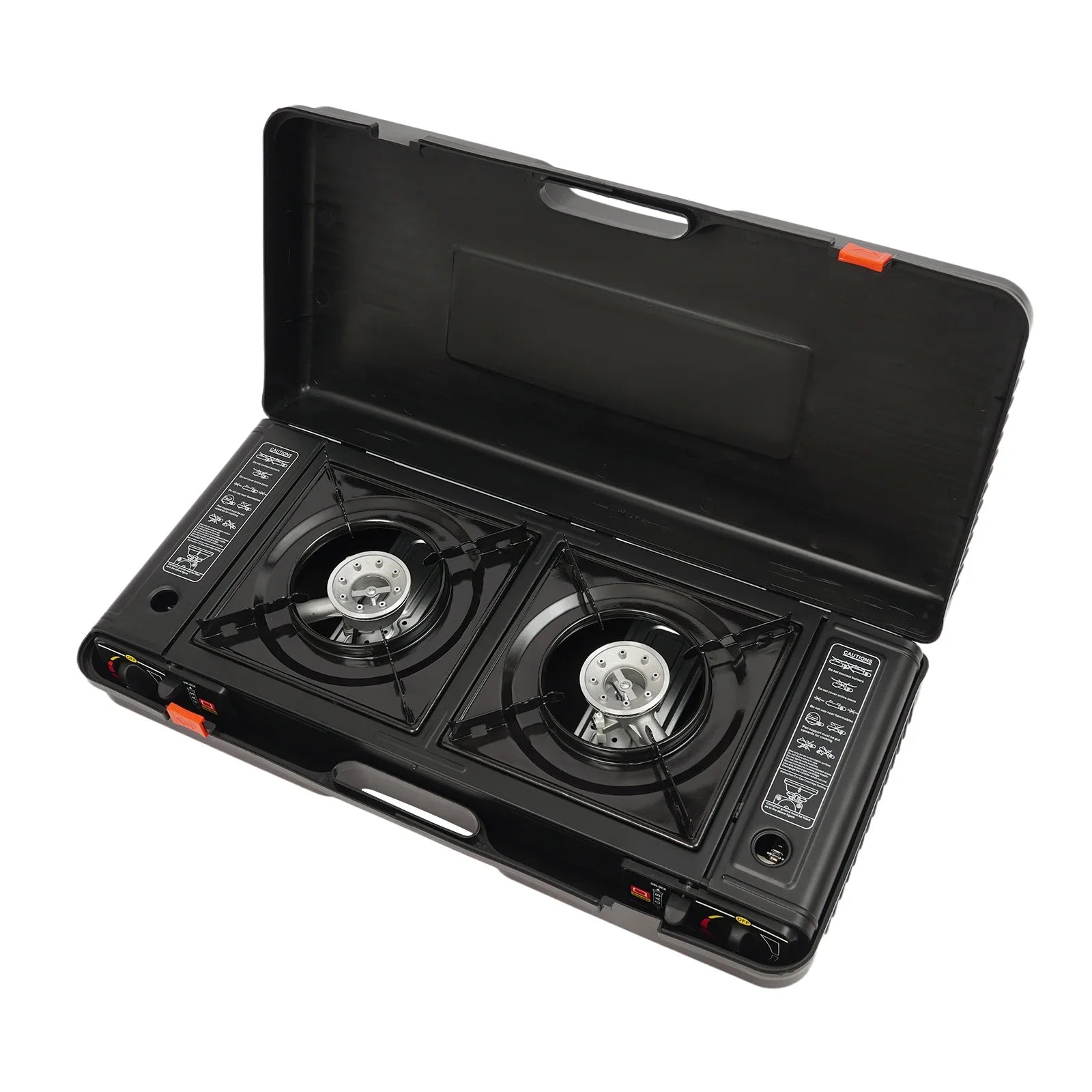 Portable Dual-Burner Camping Stove with Carrying Case 2500W Power Per Burner Ideal for Outdoor Cooking Picnics Camping Trips