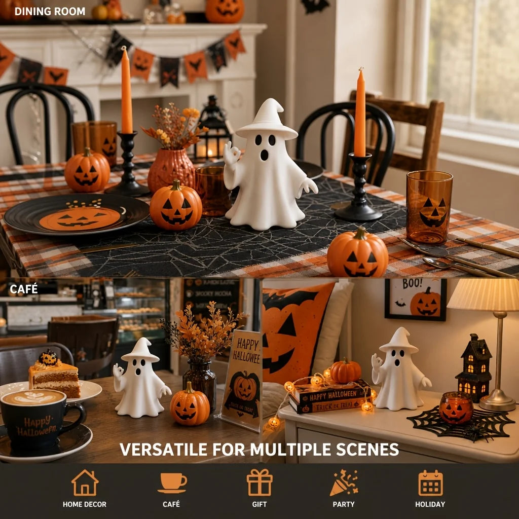Halloween ghost ornament, 3D printed funny ghost figurine in an OK pose, suitable for home decoration, living room, bedroom