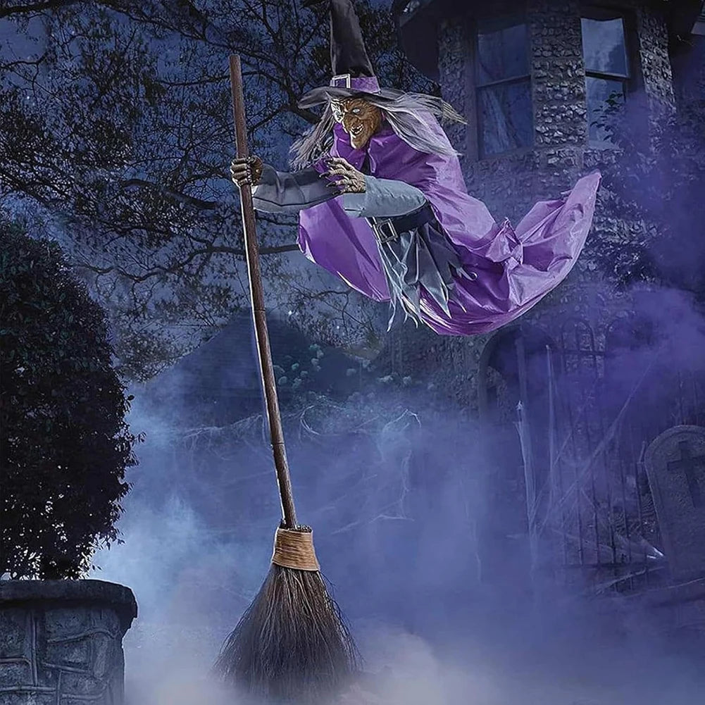 Halloween Decoration Flying Witch with Scary Sounds & Lights Large Hanging Luminous Soundmaking Bar House Horror Decoration