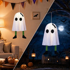 Halloween LED Ghost Pendant Lights, Glowing Wizard Hat Ghost Lantern Decorations, Spooky Hanging Ornaments for Room, Home