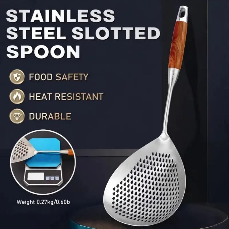 Stainless Steel Spider Strainer Skimmer Ladle for Cooking and Frying, Kitchen Utensils Wire Strainer Pasta Spoon