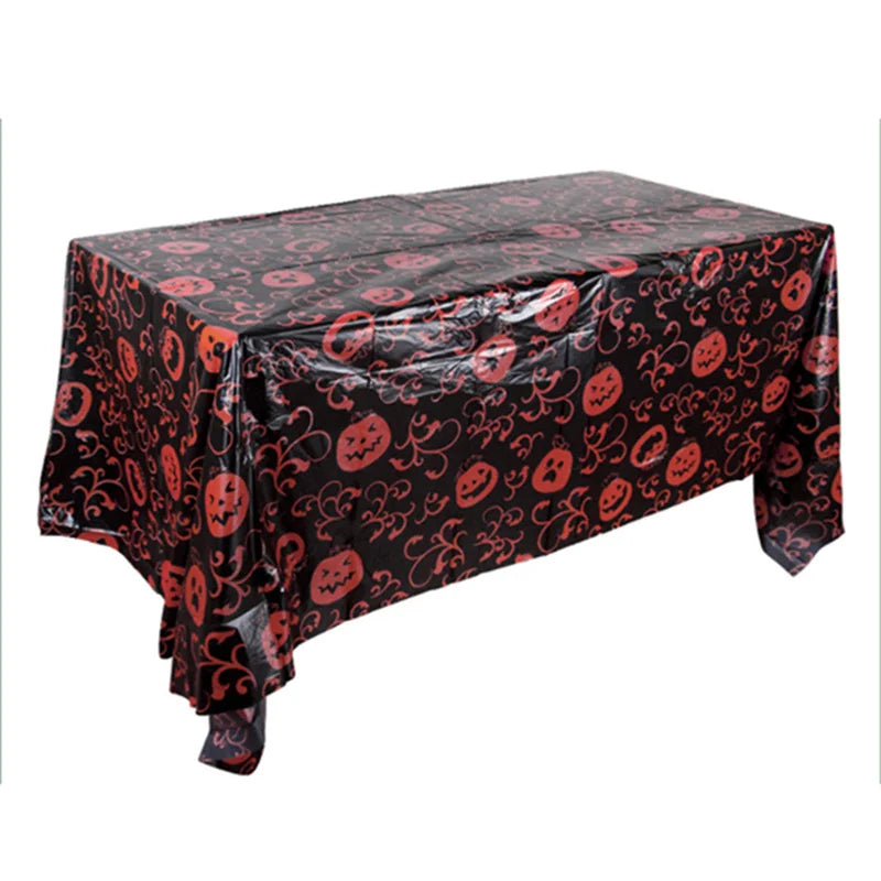 Halloween Decoration Tablecloth Pumpkin Spider Web Plastic Folding Setsholidayparty Hometableclothsuppliesbackdroparrangement