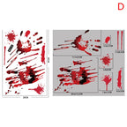 【H】Halloween Stickers Horror Blood Hand Print Door Stickers Window Bathroom Shadow Glass Female Ghost Wall Decal Halloween Decor
