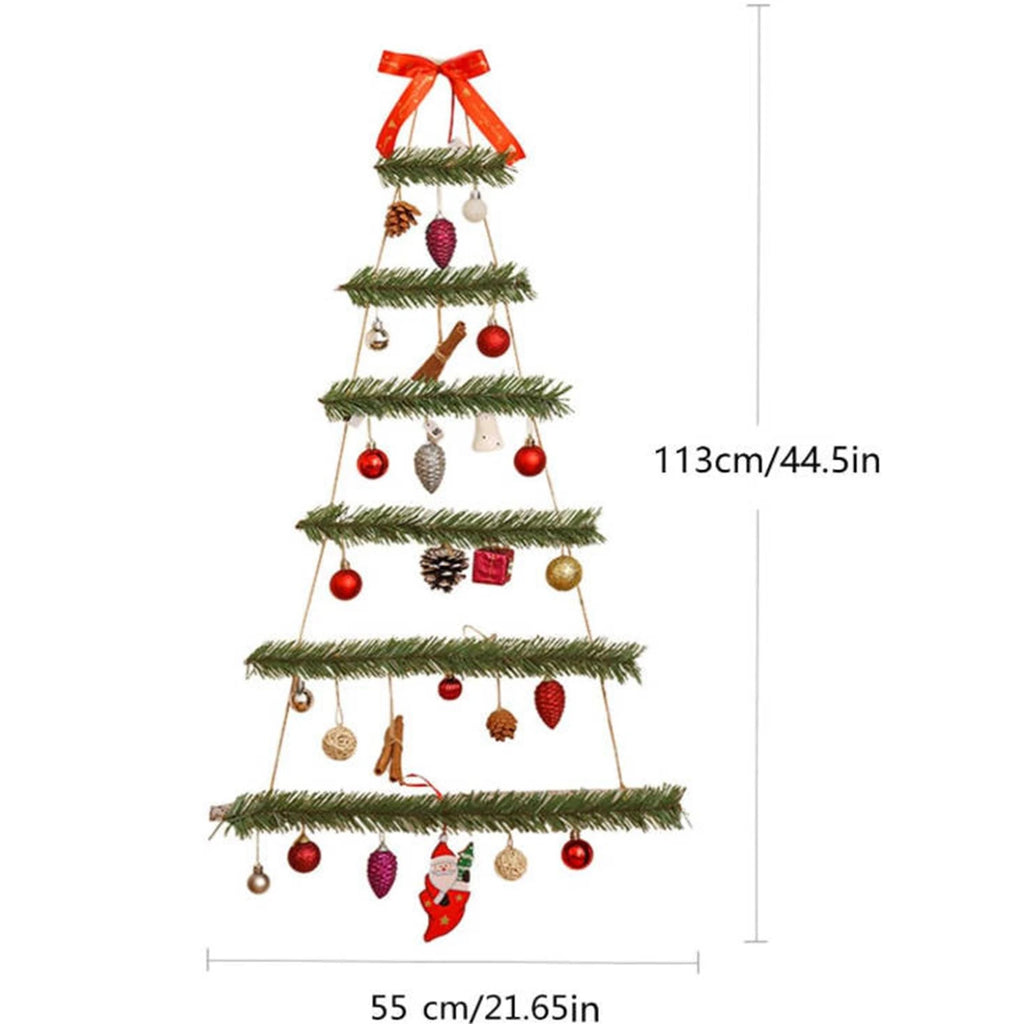 Christmas Tree Wall Decoration Glowing LED Red Bow Snowman Pine Cone Festive Home Indoor Hanging Accessory Set