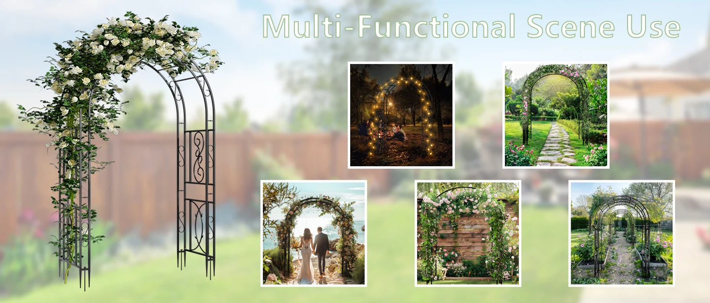 Heavy Duty Metal Garden Arbor Vine Flower Frame Plant Arch Trellis for Clambing Plants