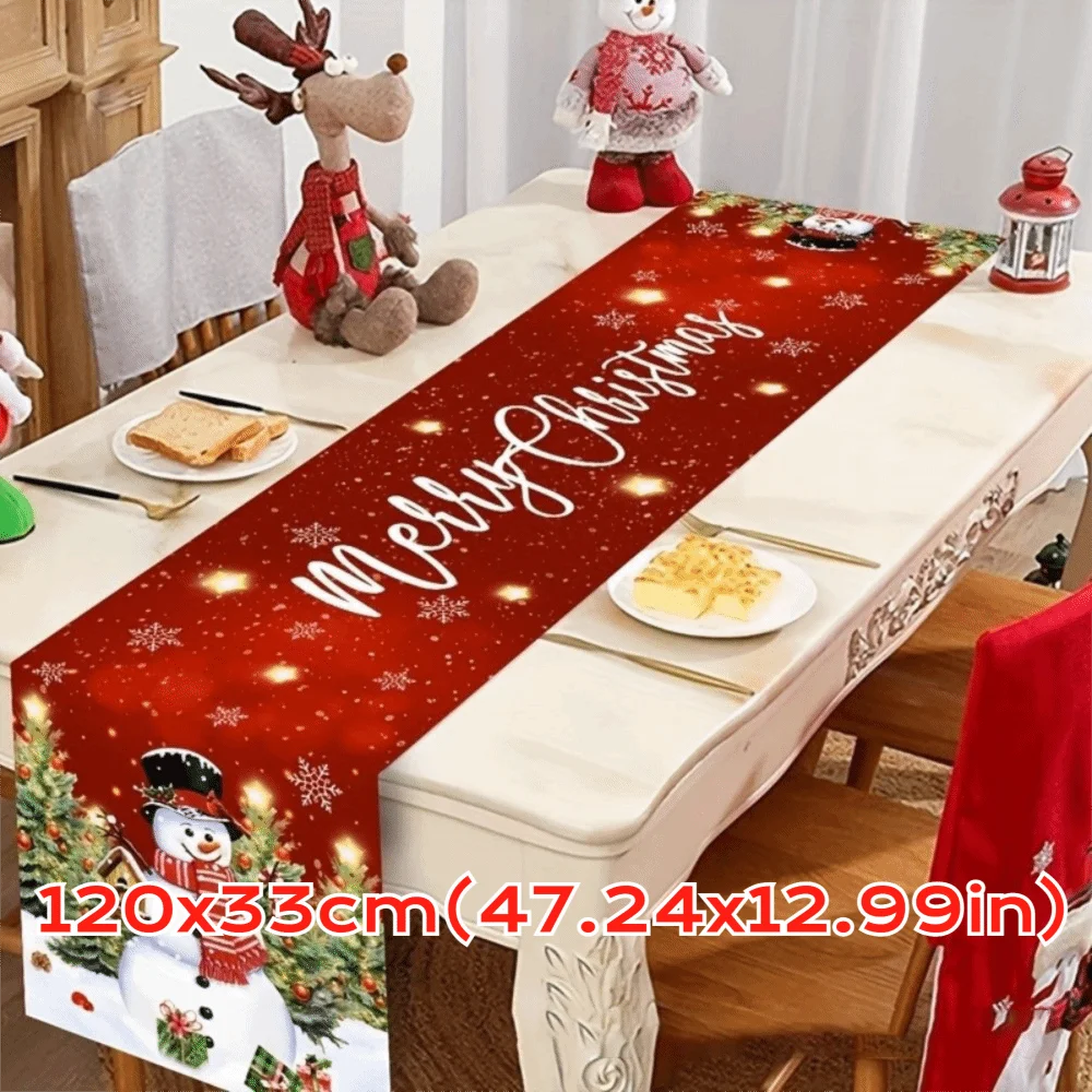 New New Year Christmas Table Runner Snowman Santa Claus Christmas Tablecloth Navidad Gift Elk Table Decor Christmas Party