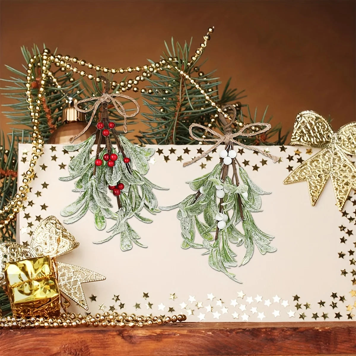 Frost Mistletoe Decorations Versatile Artificial Christmas Ornaments for Trees Fireplaces Holiday Home Wedding Party Decoration