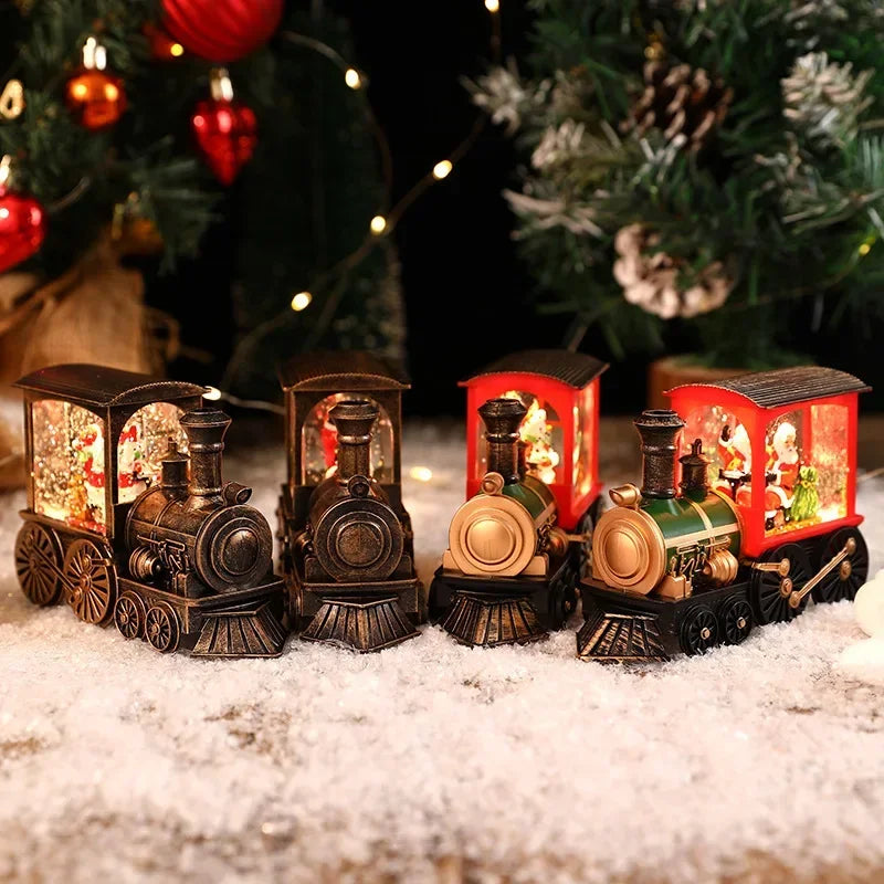 Christmas Gift Christmas Crystal Ball Ornaments LED Lights Train Santa Claus Merry Christmas Decoration for Home Party Xmas