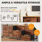 JHK 12 Fabric Cabinet For Living Room Drawers Beside Nightstand Tables Wood Top Entertainment Center Large Fabric TV Consoles for Bedroom Up to 80'' TVs Storage Closet Chest Clothes Display Of Furniture