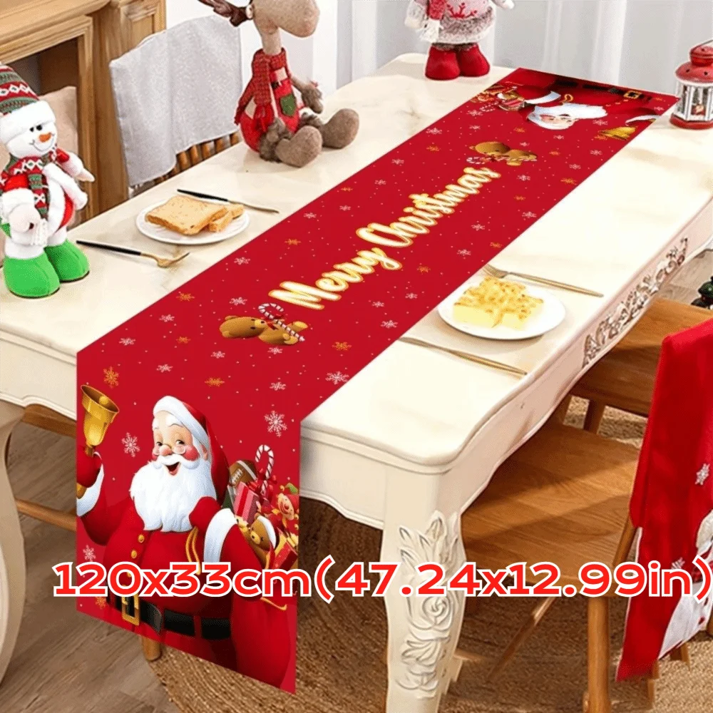 New New Year Christmas Table Runner Snowman Santa Claus Christmas Tablecloth Navidad Gift Elk Table Decor Christmas Party