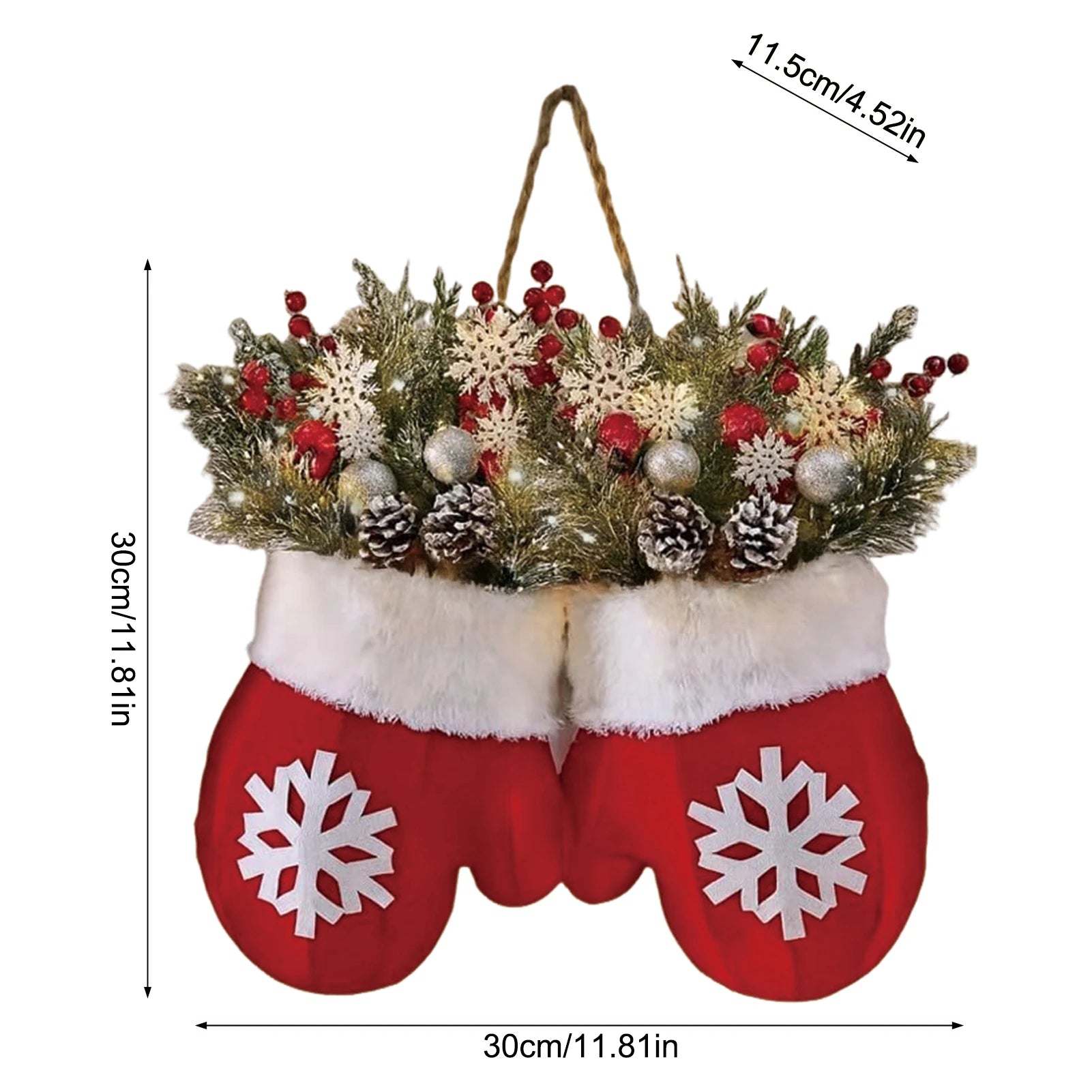 Christmas Gloves Wreath with Light with Light Design Wreath Hanging Ornaments for Christmas Indoor Outdoor Wall Decor
