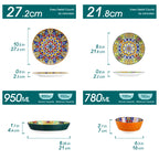 Vancasso 12/16/18/24 Piece Ceramic Dinnerware Set Stoneware Bohemian Style with Dinner/Dessert Plate/Cereal/Pasta Bowl For 6