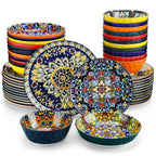 Vancasso 12/16/18/24 Piece Ceramic Dinnerware Set Stoneware Bohemian Style with Dinner/Dessert Plate/Cereal/Pasta Bowl For 6