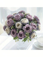 4pcs Artificial Peony Flowers - UV Resistant Real Touch Fake Bouquet For Garden Patio Wedding Engagement Decor, Versatile Home Decor Without Container