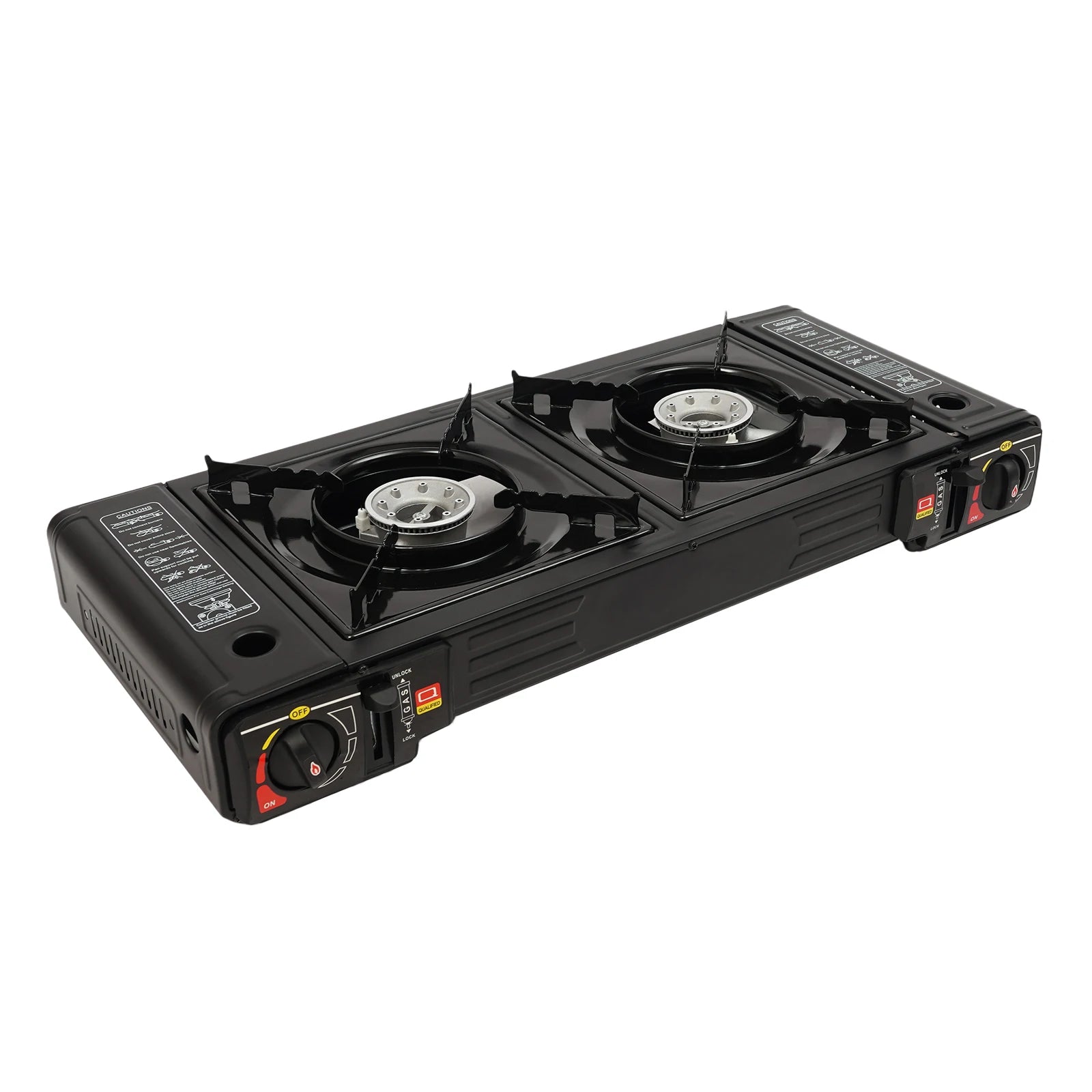 Portable Dual-Burner Camping Stove with Carrying Case 2500W Power Per Burner Ideal for Outdoor Cooking Picnics Camping Trips