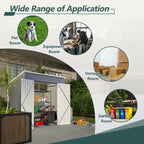 6x4 Ft Heavy Duty Metal Outdoor Storage Shed Lockable Double Doors with Floor Frame All Weather Utility Cabinet Backyard Patio