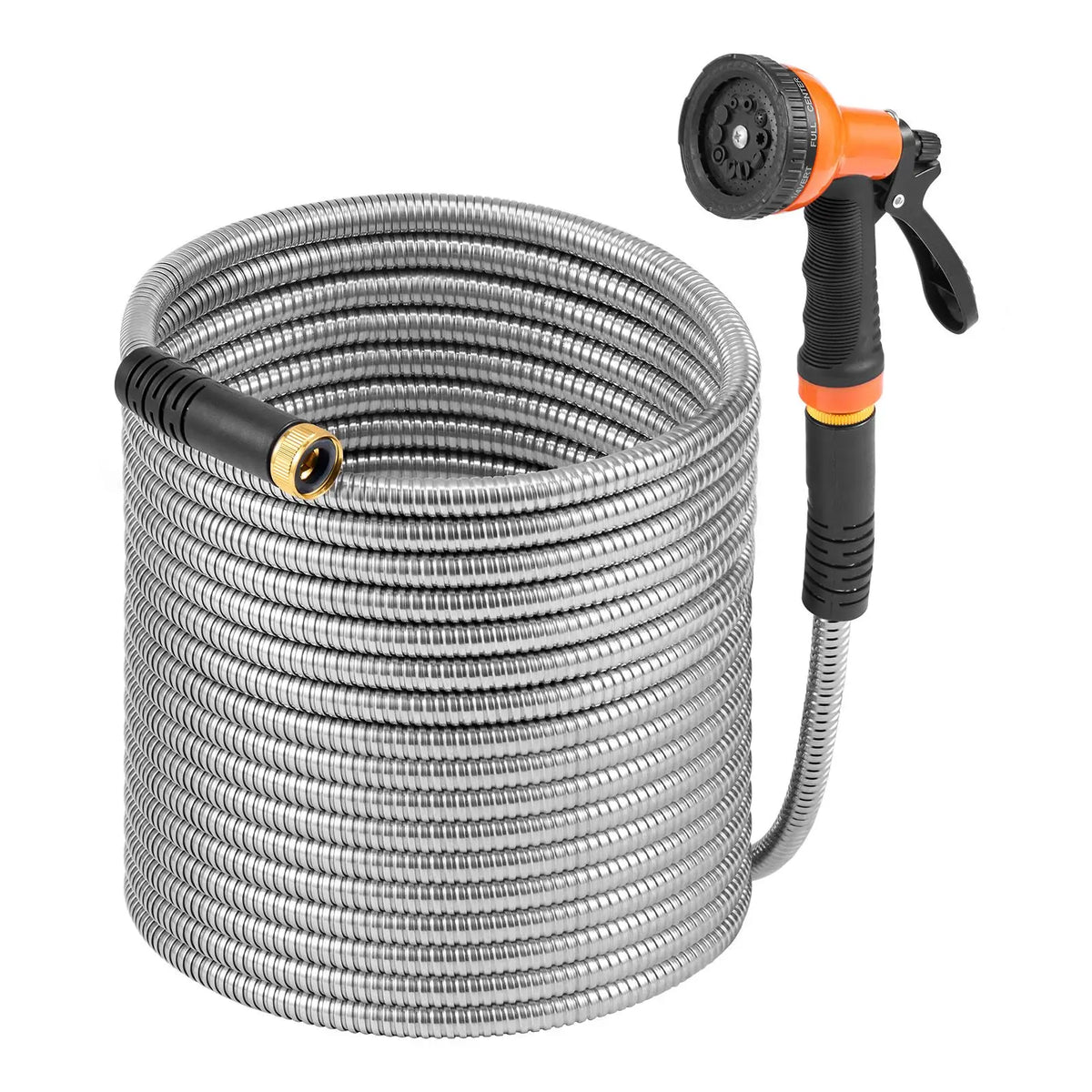 Metal Garden Hose 50 ft, Rust Proof Stainless Steel Water Hose, Heavy Duty Backyard Hose with 10 Function Nozzle, No-Kink & Flexible Water Pipe, Lightweight Metal Hose for Yard, Outdoor