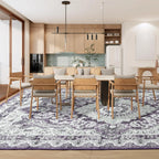Area Rugs for Living Room, Machine Washable Vintage Rug, Non-Slip Low Pile Throw Rugs with Rubber Backing Washable Carpet