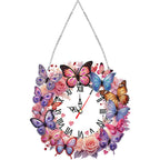 Acrylic Special Shape Butterfly DIY Crystal Diamond Clock Diamond Art Clock Pendants Kit Diamond Painting Clock for Home Decor