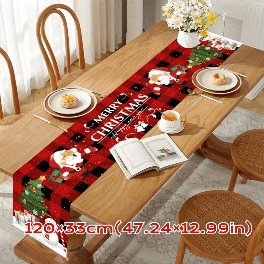 New New Year Christmas Table Runner Snowman Santa Claus Christmas Tablecloth Navidad Gift Elk Table Decor Christmas Party