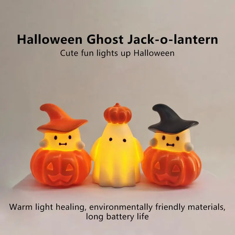 Halloween Pumpkin & Ghost Night Light Luminous Ornament Creative Decoration Party Decor Prop For Halloween Party Holiday Gift