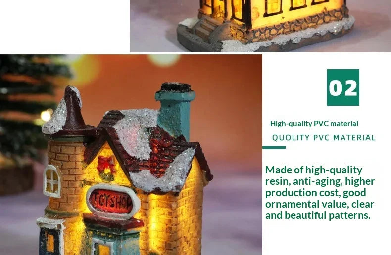 Christmas Led Light House Christmas Tree Ornaments LED Resin Small Village House Xmas Glow Decor Gift Happy New Year Decors DC05