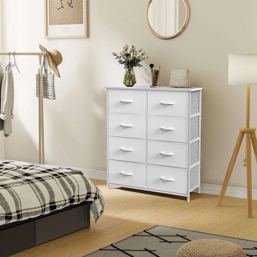 JHK Dresser Children's Wardrobe For Bedroom With 8 Fabric Drawers Storage Cabinet Steel Frame Assembly Closet For Home Furniture
