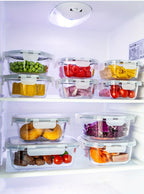 24PCS (12containers+12lids) High Borosilicate Glass Food Storage Containers Set - Leakproof Airtight Lids Perfect for Meal Prep