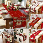 New New Year Christmas Table Runner Snowman Santa Claus Christmas Tablecloth Navidad Gift Elk Table Decor Christmas Party