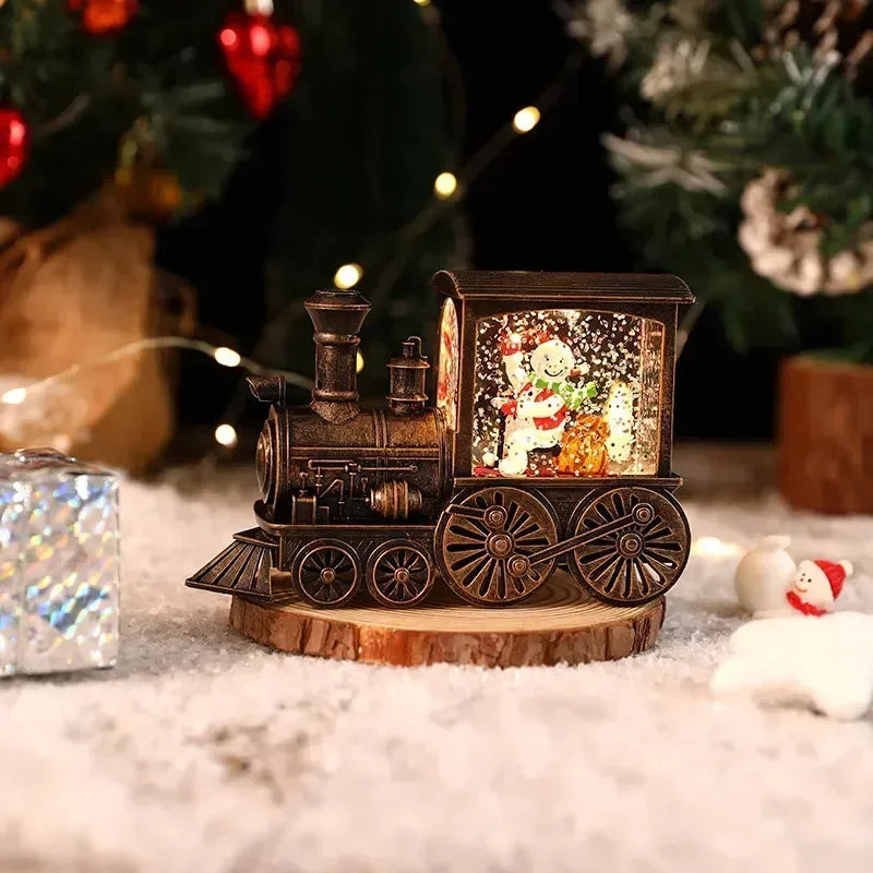 Christmas Gift Christmas Crystal Ball Ornaments LED Lights Train Santa Claus Merry Christmas Decoration for Home Party Xmas