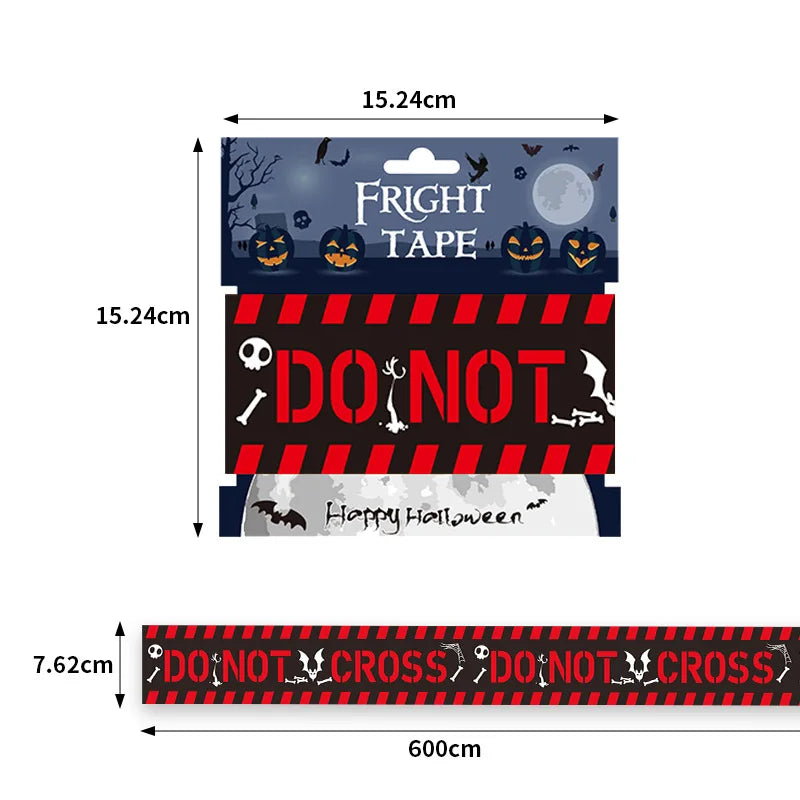 Halloween Party Decoration Warning Tape Scary Caution Tape Roll Hazard Warning Tape Indoor Outdoor Spooky DIY Prop Decorations
