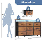 JHK TV Stand Dresser with 9 Fabric Drawers Wood Top Media Console for 32-52 inch TV Stand with Storage Display Of Furniture