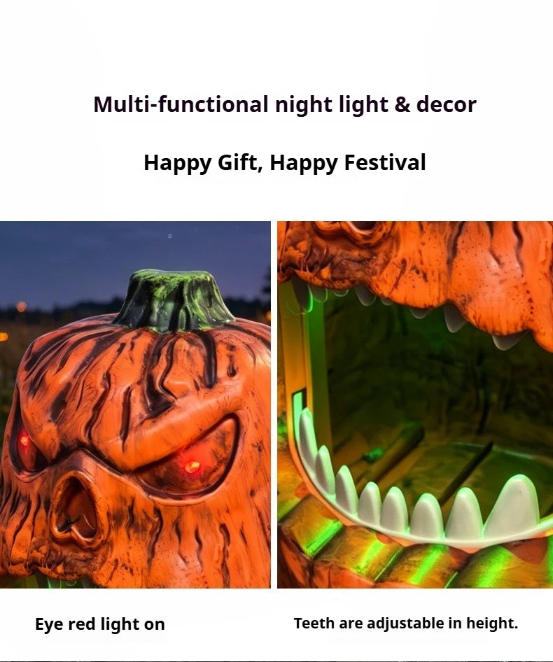 Halloween Horror Skull Face Pumpkin Candy Storage Box Voice-activated Glowing Pumpkin Ornaments Holiday Decorations  Birthday