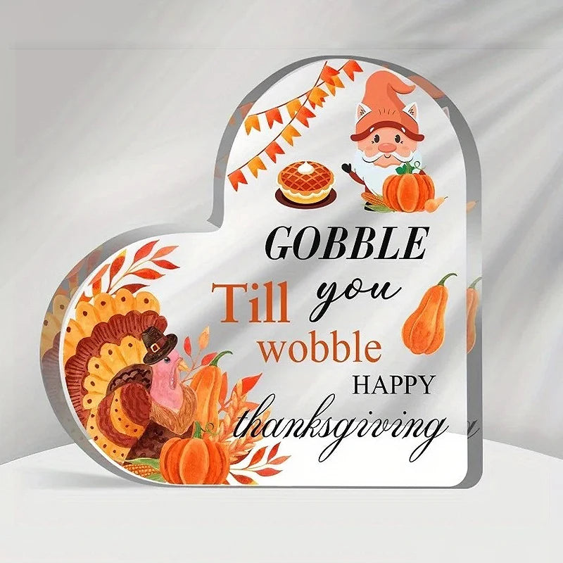 Christmas Atmosphere Heart Acrylic Ornament Desktop Decoration Transparent Stand