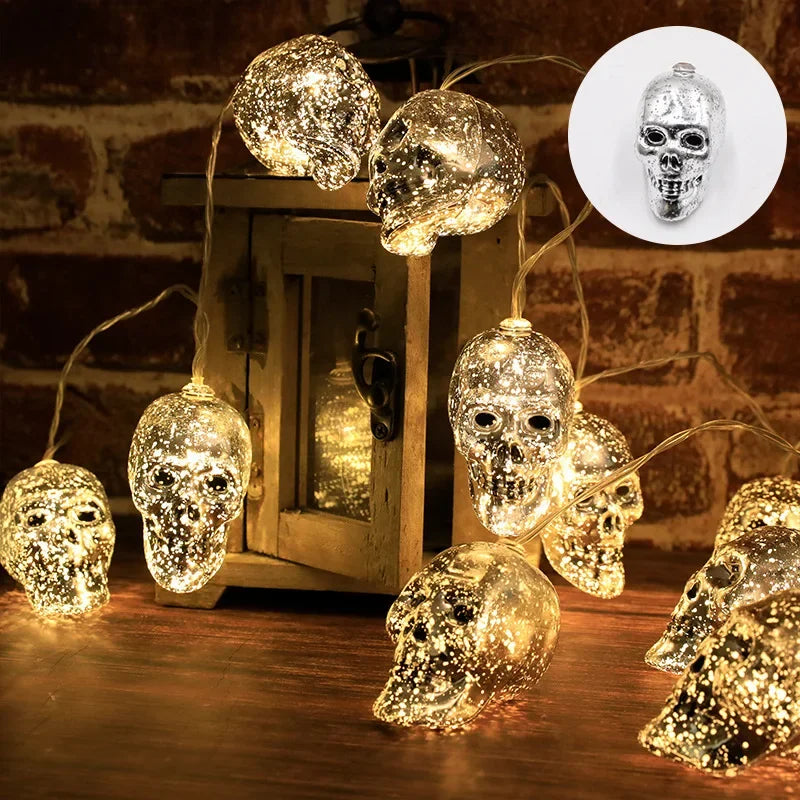 Halloween Led Lights String Twinkle Party Festoon Light Decoration Skull Pumpkin Bat Outdoor Lights Garland Street Portable