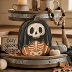 Halloween Interior Decoration Autumn Decoration Retro Wooden Blocks Shelf Decoration Ghosts Black Cats Pumpkins Skeletons Witche