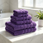 6 Piece Fade Resistant 100% Cotton Towel Set for Bathroom, Soft and Absorbent, 2 Bath Towels, 2 Hand Towels, 2 Washcloths