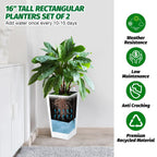 15.7"/22.5" Tall Planters Set Of 2, Self Watering Indoor Outdoor Front Porch Planter Pots With Drainage & Monitor Bucket