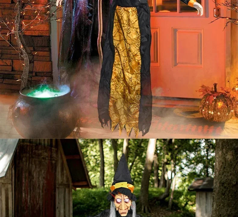 Halloween Witch Ghost Decor Horror Pendant Glowing Prank Props Electric Toys Haunted House Bar Club Home Festival Decoration