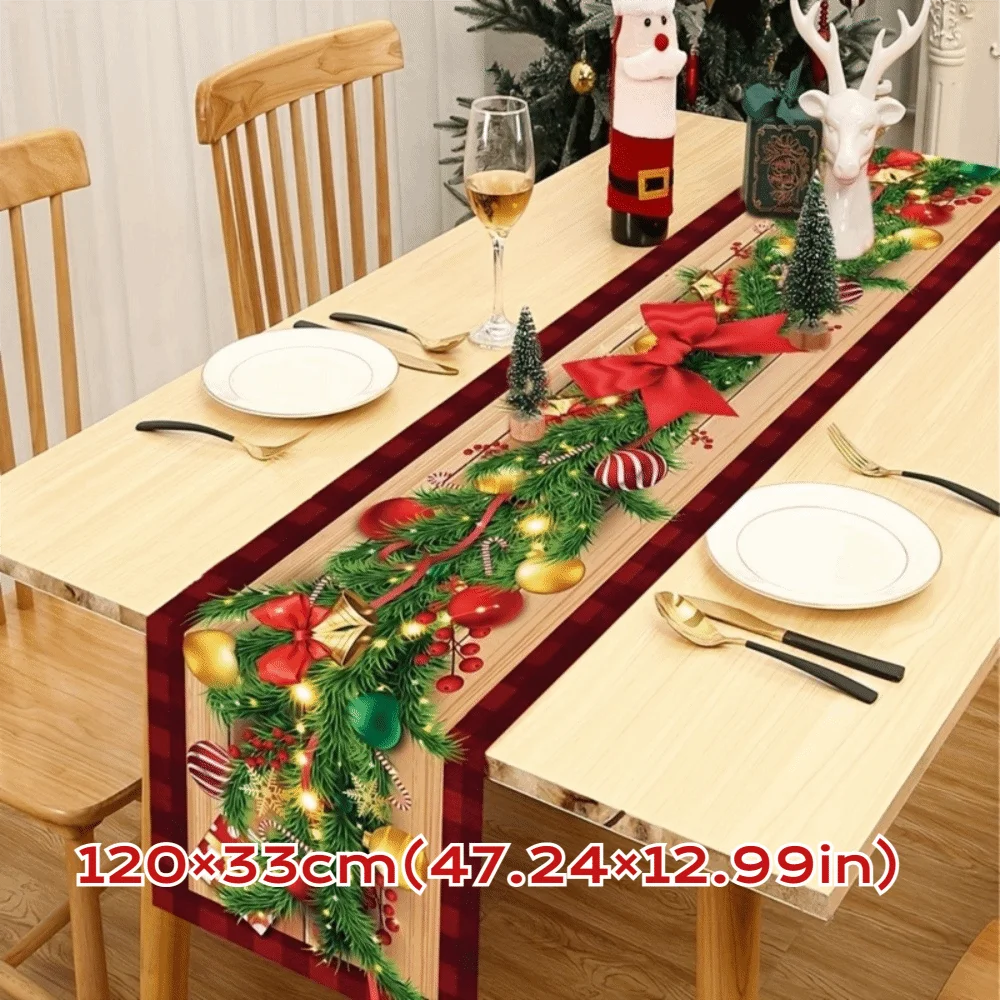 New New Year Christmas Table Runner Snowman Santa Claus Christmas Tablecloth Navidad Gift Elk Table Decor Christmas Party