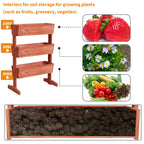 4-Tier Vertical Raised Planter Box Elevated Garden Bed Outdoor Wooden Herb Vegetable Ladder Troughs for Gardening